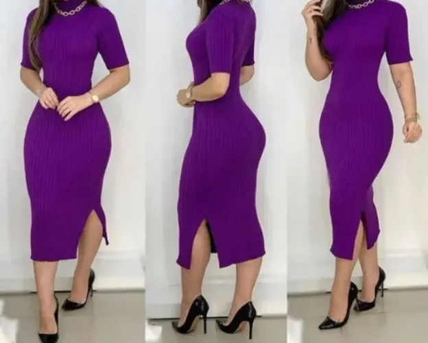 Vestido MIDI gola alta