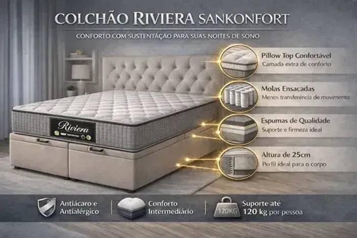 Colchão de casal Sankonfort 138x188x25 (Novo)
