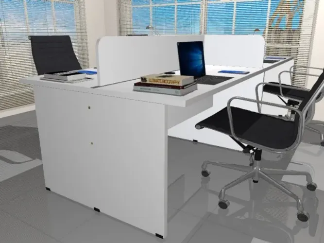 Estação Office White Office: L182cm x P90cm x A104cm. 