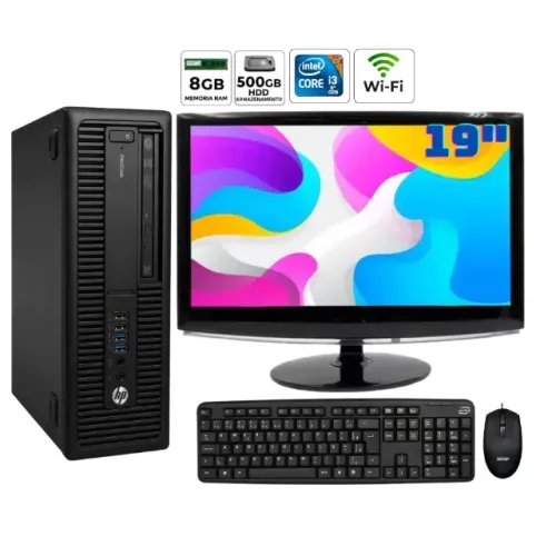 Computador Completo HP ProDesk Core I3 6ªGen 8 GB DDR4 HD 500GB Tela 19" Wifi Trabalho