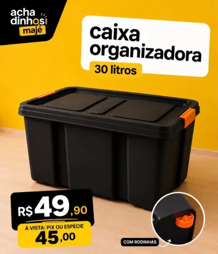 Caixa Organizadora 30 Litros com Rodinhas