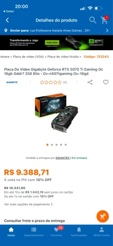 RTX 5070 Ti Gigabyte Gaming OC 16GB GDDR7 - Estado de Nova | Nota Fiscal e Garantia