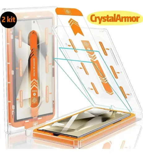 Kit Com 2 Películas CrystalArmor S25 Ultra + 2 Kit Aplicadores e Base de aplicação!