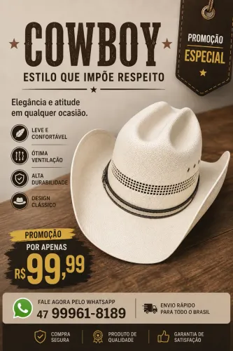 Chapéu Cowboy Palha