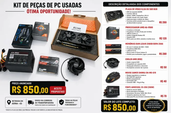 KIt peças para PC - Upgrade realizado