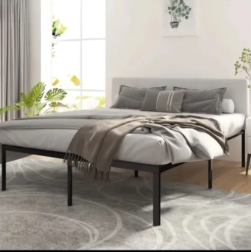 Cama de Casal Com Estrado de Metal Dobrável, Já montada, Ripas de Aço Antiderrapante
