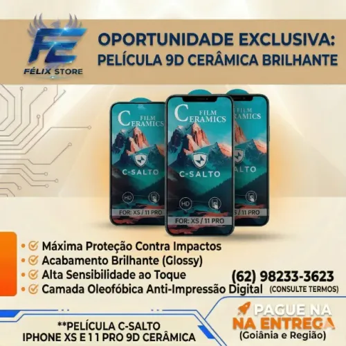 Pelicula 9D Ceramica Brilhante iPhone XS e 11 Pro LOJA FISICA NO SETOR COIMBRA