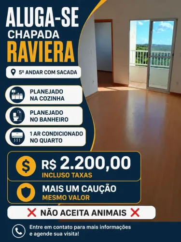 ALUGA-SE Apartamento com Sacada Chapada Raviera