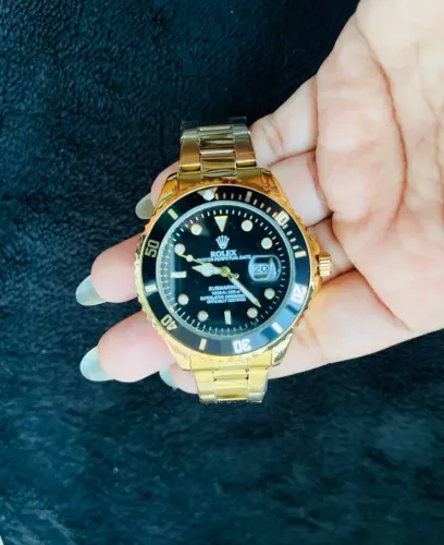relogio rolex sub dourado