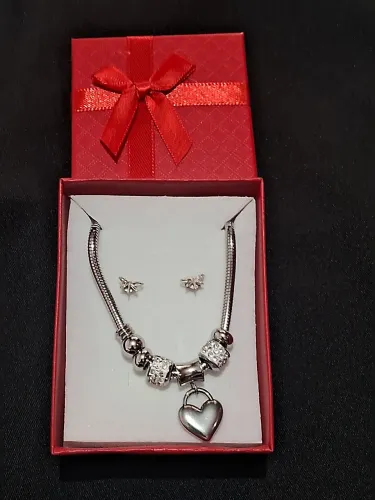 Pulseira berloque + brinco de prata 925