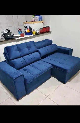 Sofá Retrátil Azul 