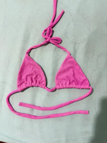 Top de biquíni cortininha rosa pink