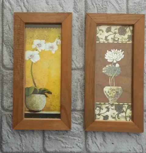 Par de quadros vintage 29cm x 14cm