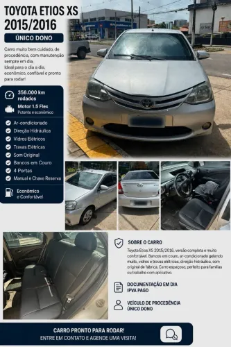 Toyota Etios XS Sedan 1.5 Flex 16V 4P Mec. 2016