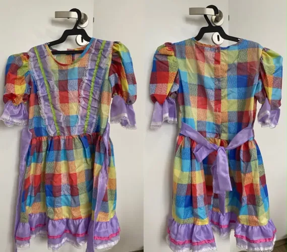 Vestido Junino Infantil Xadrez Colorido Tam. 8 