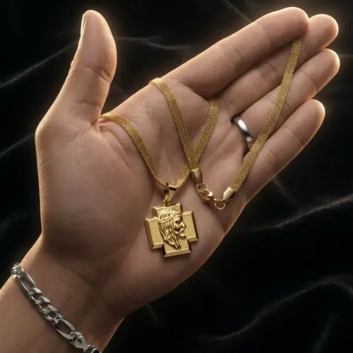 Colar aço inoxidável dourado 