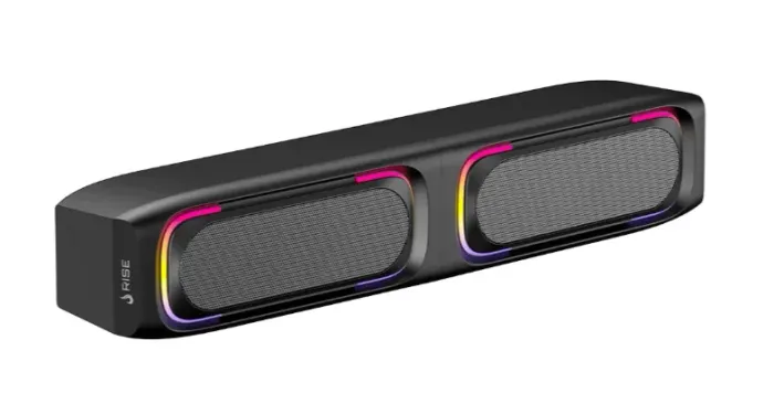 Caixa de Som Gamer Rise Mode Laser S1, RGB Rainbow, Bluetooth e P2 3.5mm, 5Wx2, Preto -