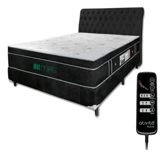 Cama Box Casal D45 Colchão Magnético Massageador + Cabeceira