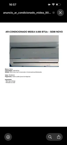 Ar condicionado 9.000 Btu