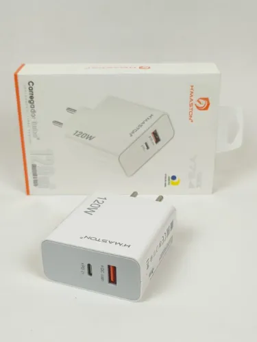 Carregador Turbo Hmaston 120W USB/USB-C Tipo C Original Certificado Anatel Pronta Entrega