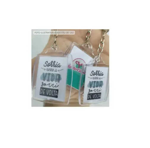 Chaveiro 3x4 acrílico quadrado redondo lembrancinha brinde para personalizar