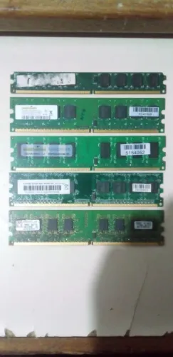 5 Memorias Ram ddr2 antigas 2gb, 1gb, 512m