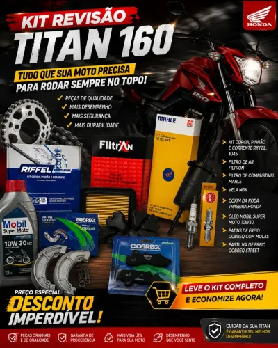 Kit revisao honda titan 160 fan 2018 a 2024