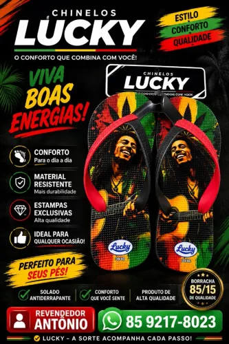 Chinelos Lucky bob marley