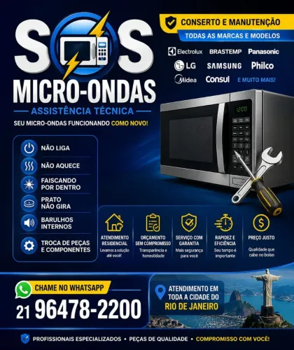 Reparo e manutenção especializada em micro-ondas