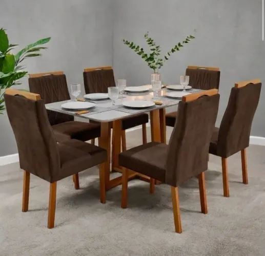 Mesa Verona 160 com 6 Cadeiras Siena