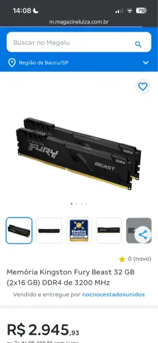 Memoria Ram | 32GB DDR4 3200Mhz (2x16) | Kingston Fury Beast RGB