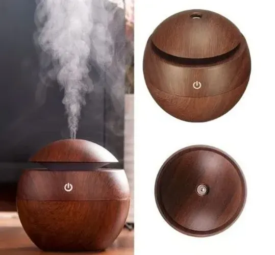 Umidificador Difusor De Aromas Ultrassônico Madeira Usb Cores Led Novo, a Pronta Entrega!!