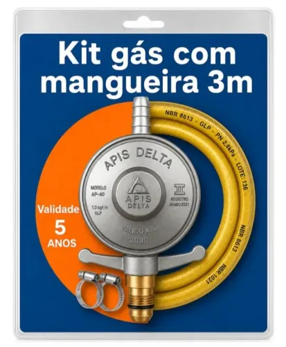 Registro Regulador Gás Cozinha Kit Mangueira 3m Botijão 13kg