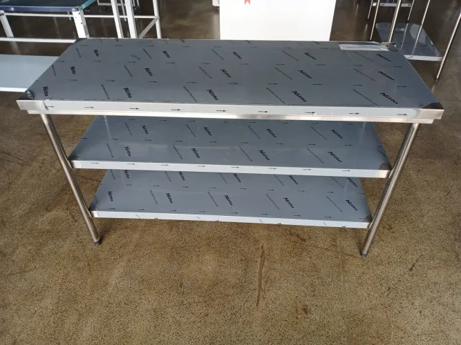 Mesa Inox 150x60 com 2 Paneleiro Duplo Reforçada 