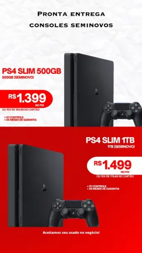 PLAYSTATION 4 SLIM 500GB / 1TB, 6 Meses de garantia, loja fisica