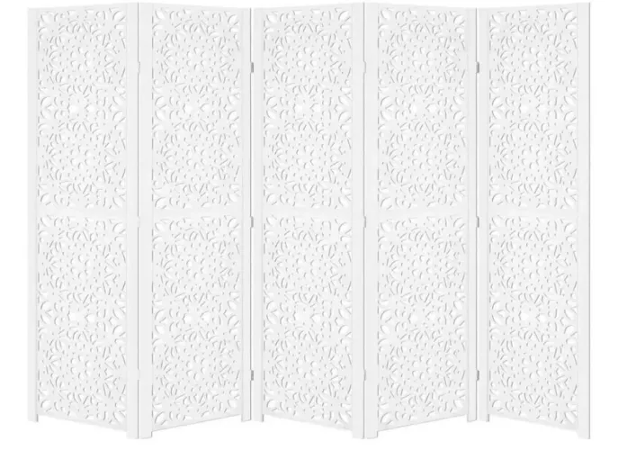Biombo de Madeira MDF Branco - 6 Folhas com Pés