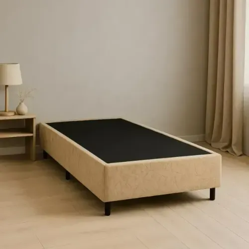 Base Box Solteiro Suede Bege