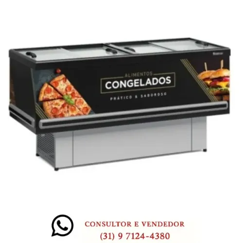 Ilha de Congelados Vidro Reto Gelopar 2m