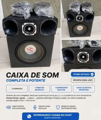 Caixa de Som Automotiva Completa - Subwoofer Buster + Cornetas