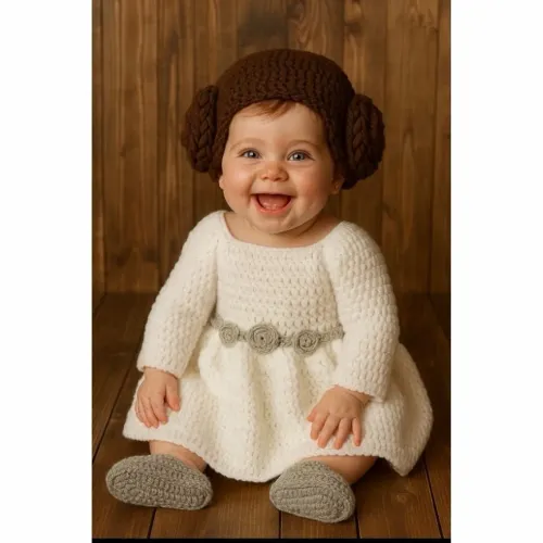 Fantasia Princesa Leia (Star Wars) em crochê.