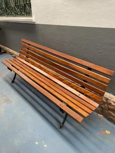 Banco externo de jardim, pé de ferro, 190 cm