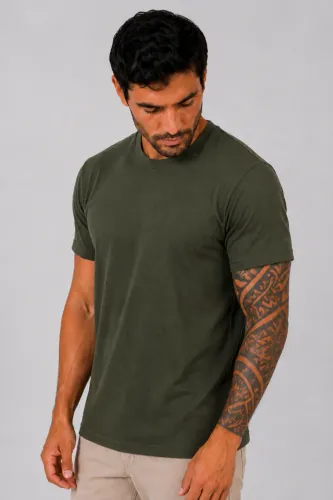 Camiseta Algodão Penteado Verde Musgo