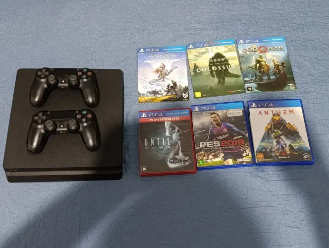Ps4 Slim 1Tb + 2 controles + Jogos