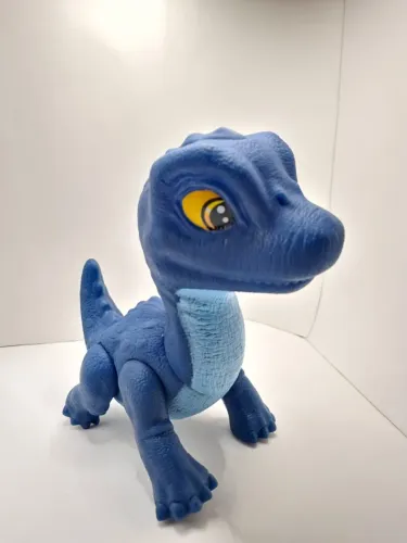 Dinossauro Bebê Fofinho De Vinil Azul Bambola Articulado