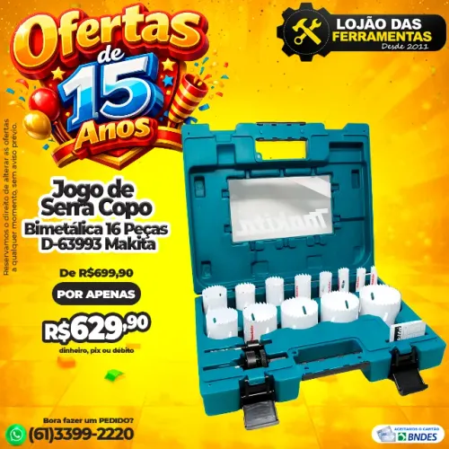 Jogo de Serra Copo Bimetálica 16 Peças D-63993 Makita