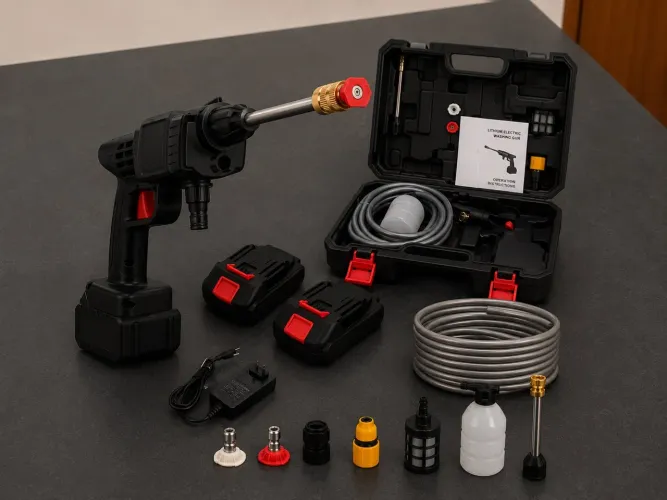 ? Lavadora de Alta Pressão Portátil Sem Fio com 2 Baterias e Kit Completo