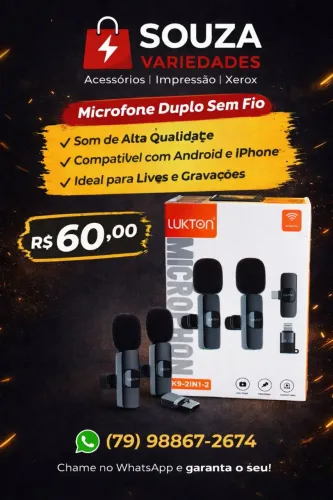 Microfone Sem Fio Lukton K9-2IN1-2