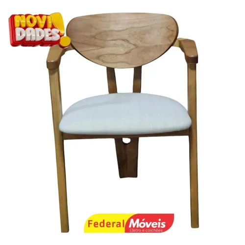 Cadeira para Cozinha 100% Madeira Maciça Tecido Linho - Solicite Catálogo