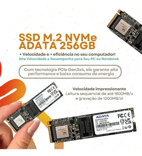 SSD M.2 NVMe Adata 256GB - Alta Velocidade para Notebook e PC