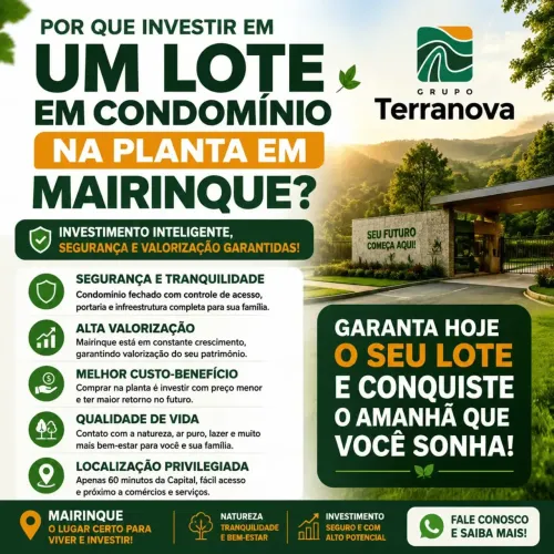 A 15min de São Roque: Lotes de 500m² e 1000m² por R$ 90k